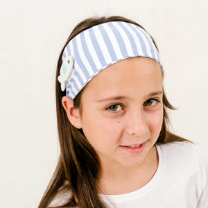 bandeau / headband (rayé bleu) 3 patch en coton bio GOTS oekotex