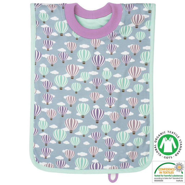 Bavoir maternelle à enfiler avec poche de rangement (montgolfières)