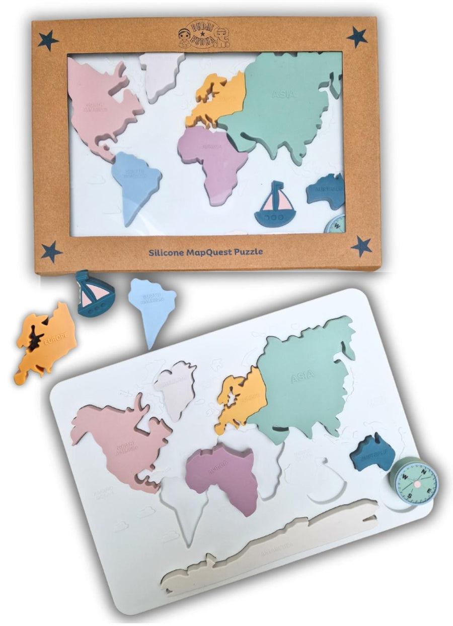 Puzzle Mapemonde en Silicone (Continents et Mers du Monde) Jeu d'apprentissage Montessori