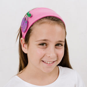bandeau / headband (rose) 2 patch + ourson et sac