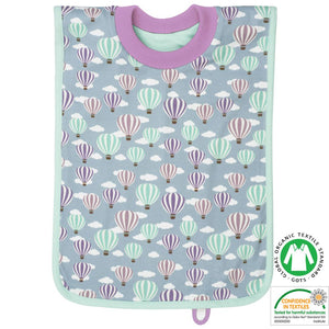 Bavoir maternelle à enfiler avec poche de rangement (montgolfières)